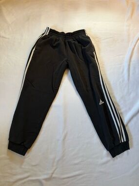 adidas Black Joggers with White Three-Stripe Side size large